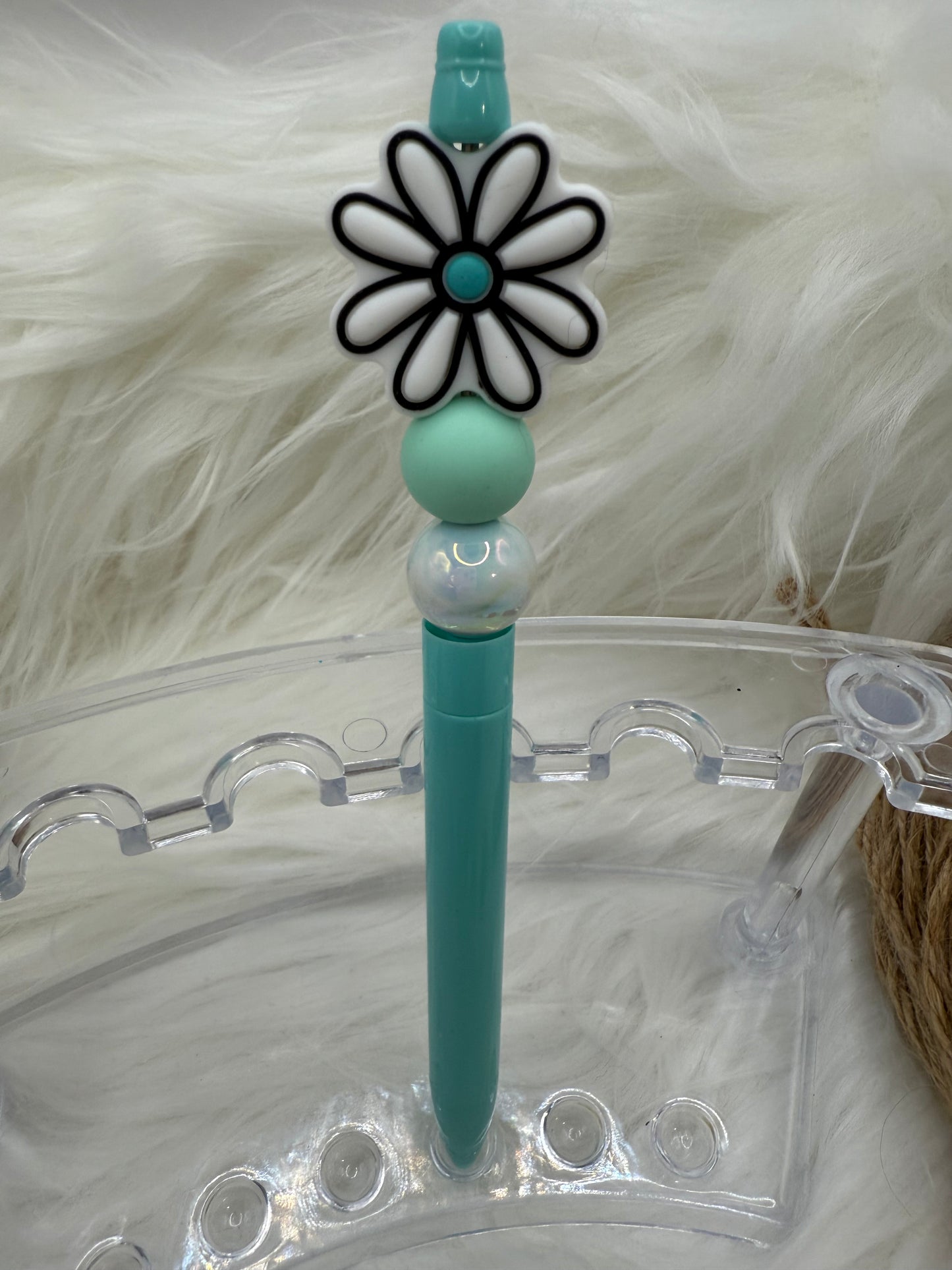 Teal Flower Pen