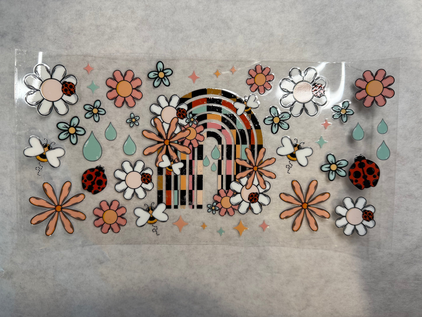 Boho Rainbow and Flowers Wrap for 16oz, 20oz, 24oz