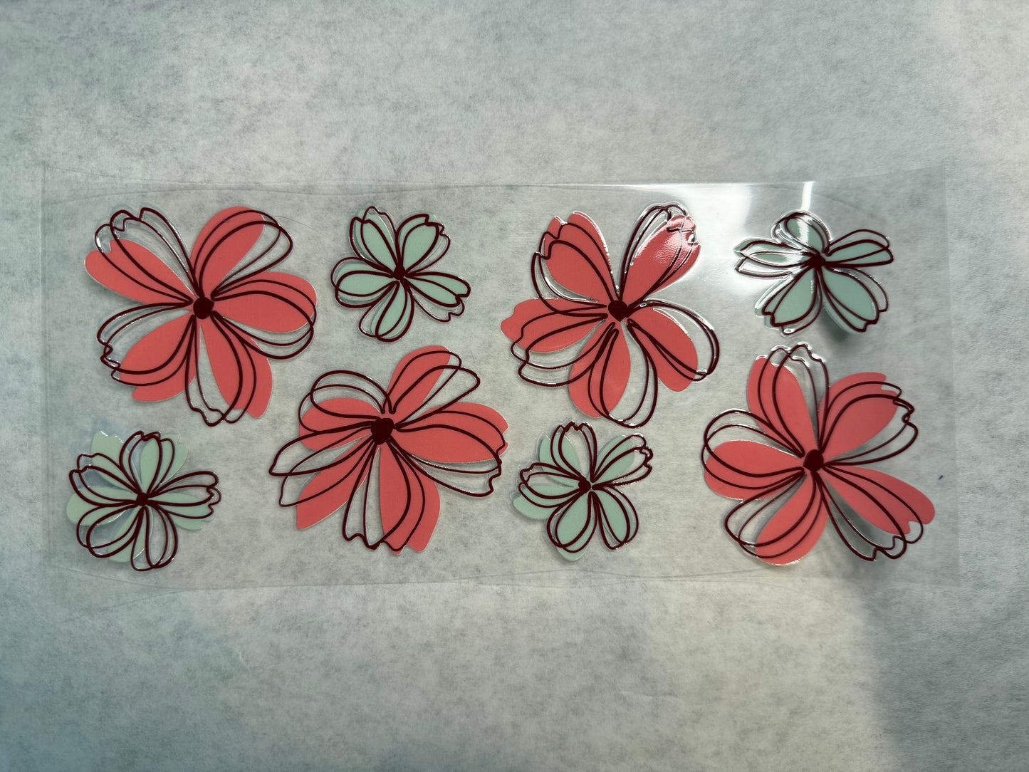 Red and Black Flowers Wrap for 16oz, 20oz, 24oz