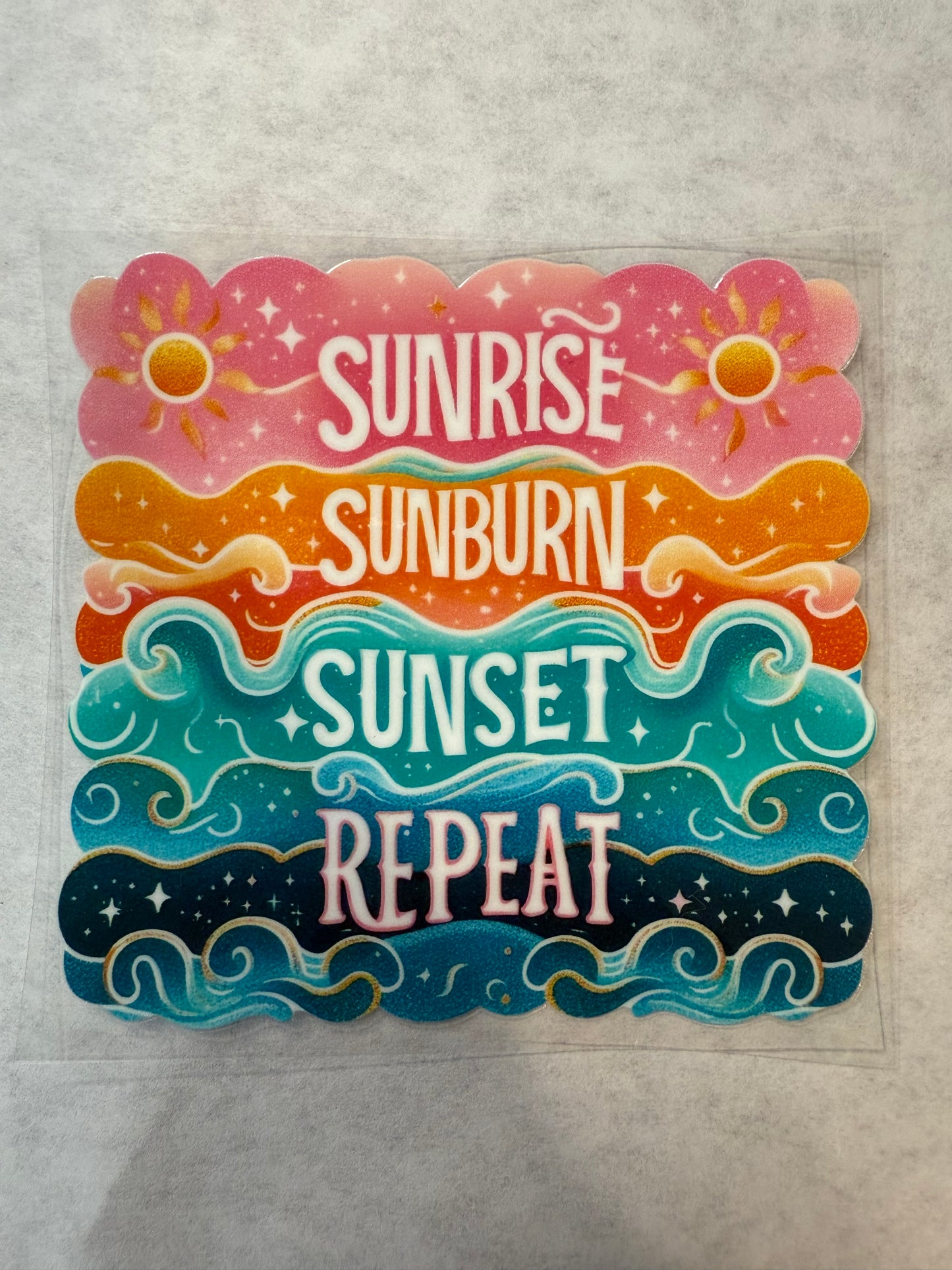 Sunrise Sunburn Sunset Repeat Decal for 16oz, 20oz, 24oz
