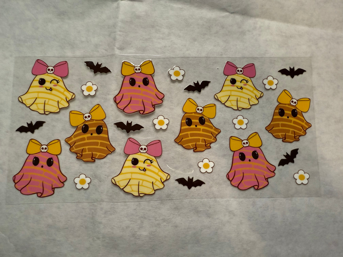 Pink and Yellow Ghosts Wrap for 16oz, 20oz, 24oz