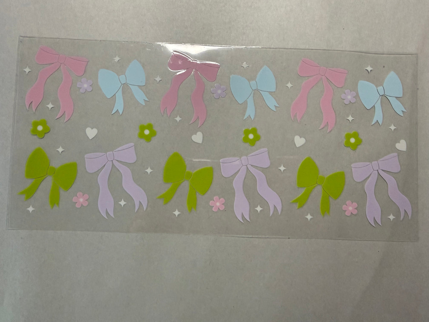 Pink Blue and Green Bows wrap for 16oz, 20oz, 24oz, 40oz