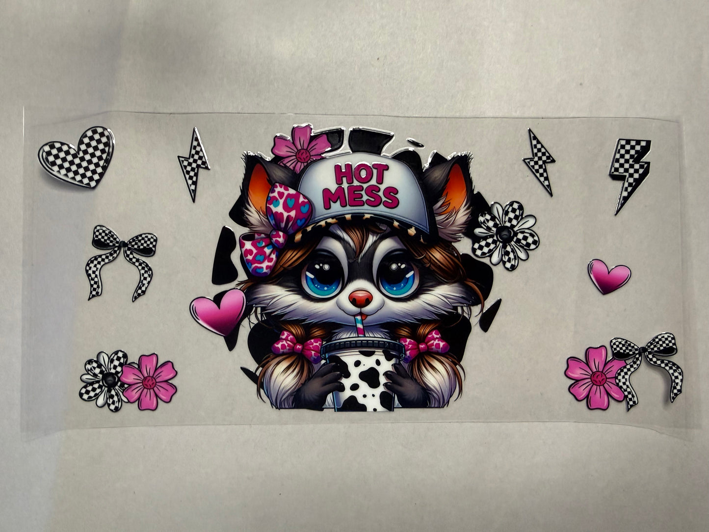 Hot Mess Raccoon wrap for 16oz, 20oz, 24oz, 40oz