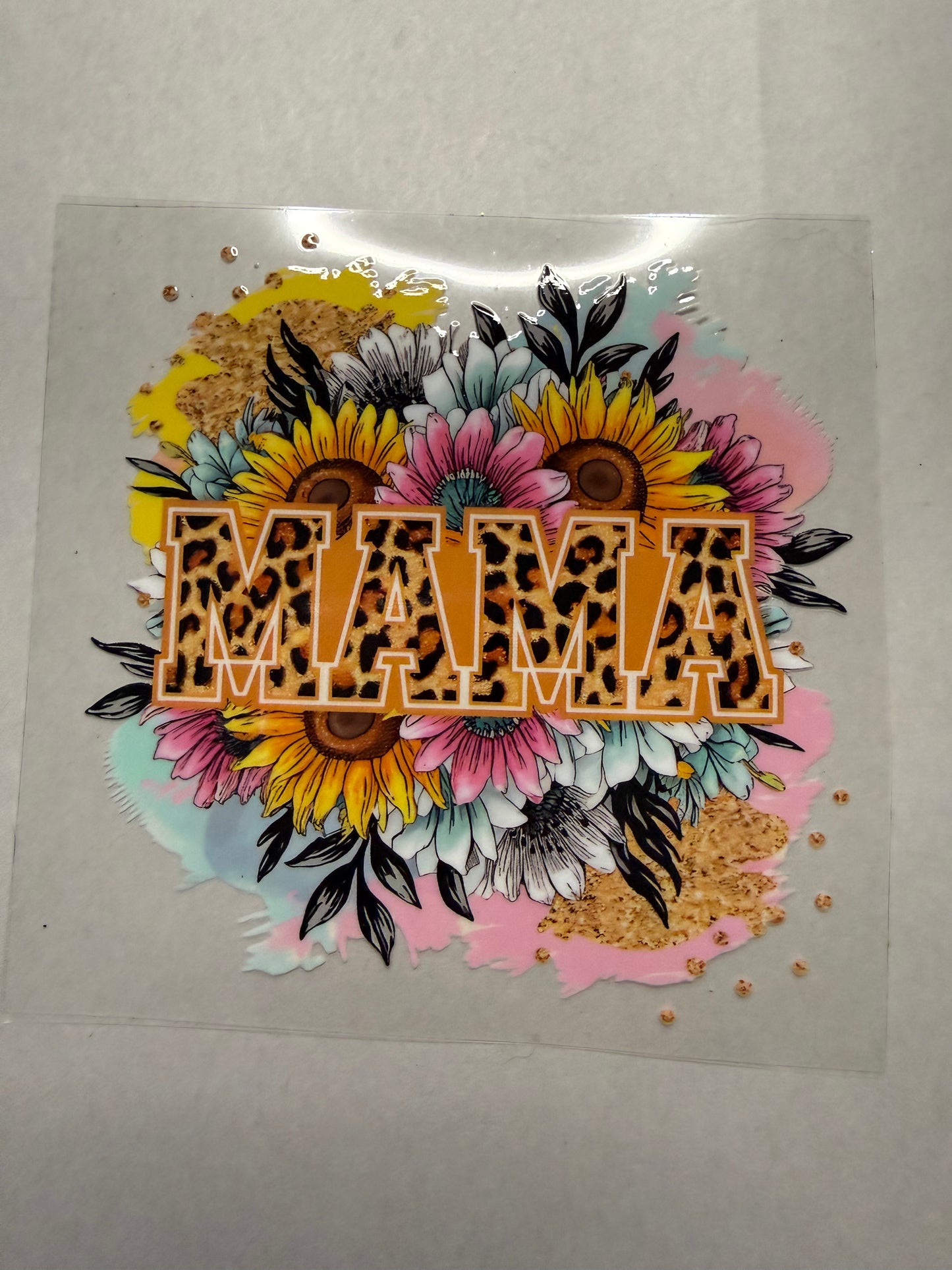 Leopard Mama with flowers decal for 16oz, 20oz, 24oz