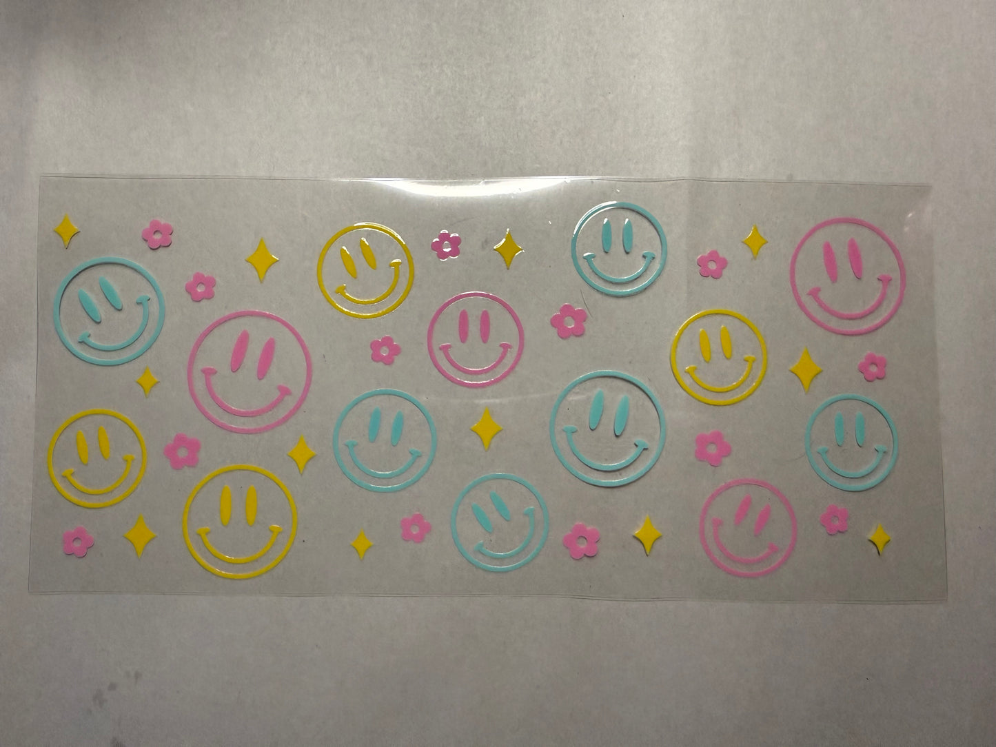 Yellow Blue Pink Smileys wrap for 16oz, 20oz, 24oz, 40oz