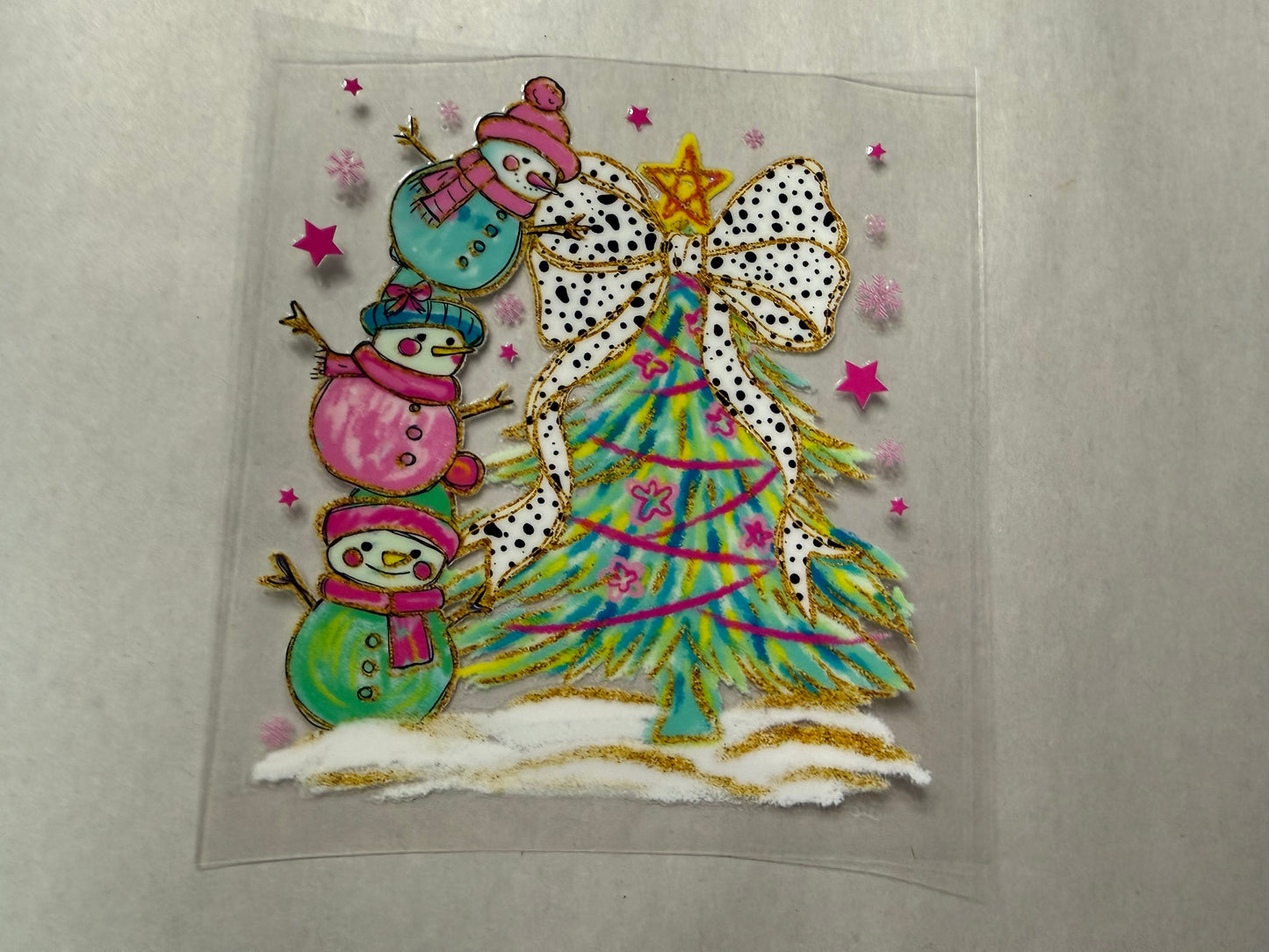 Christmas Tree and Snowmen decal for 16oz, 20oz, 24oz, 40oz