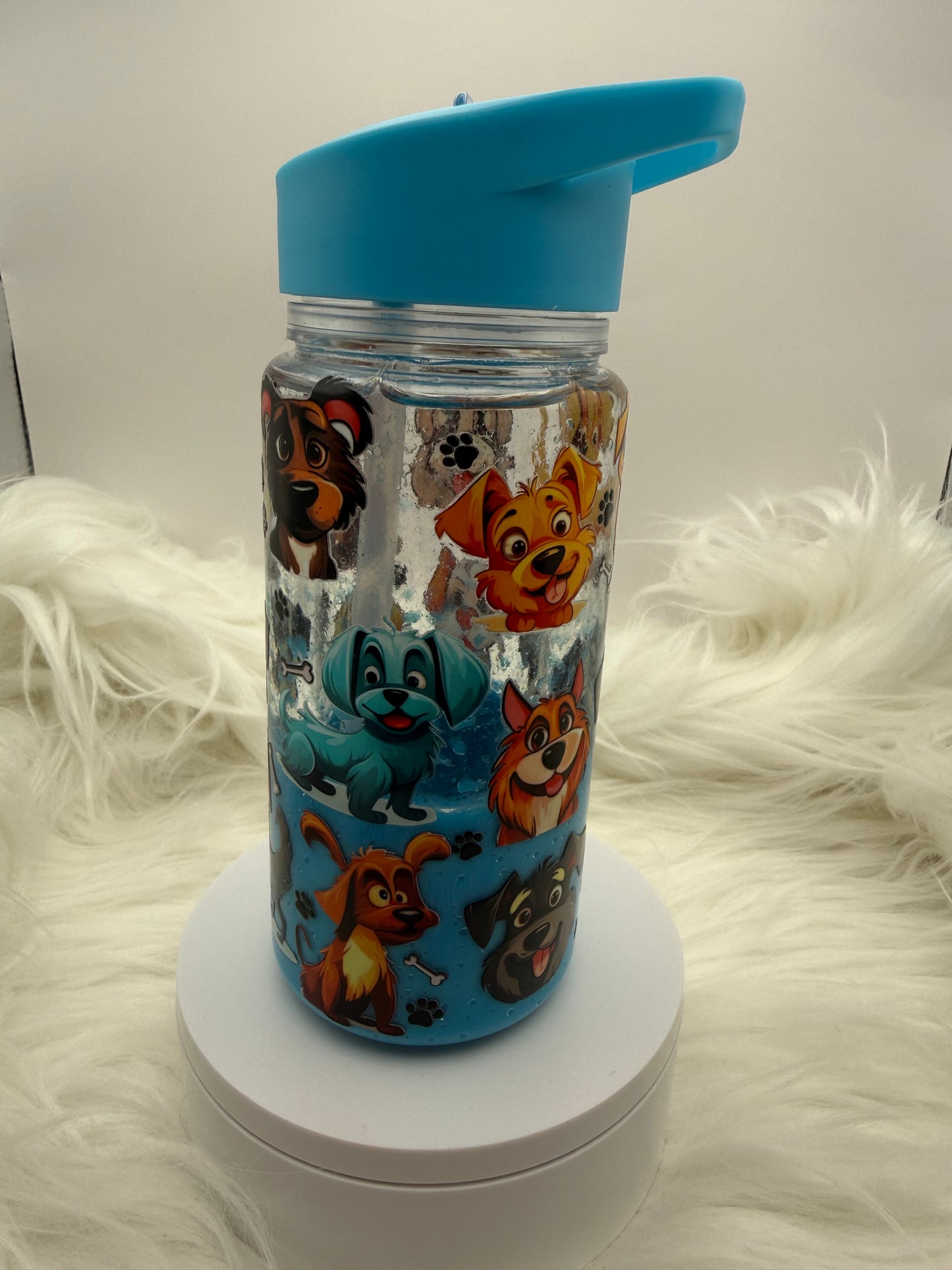 Kelsie - 10oz Acrylic Kids Snowglobe - Light Blue with Puppies