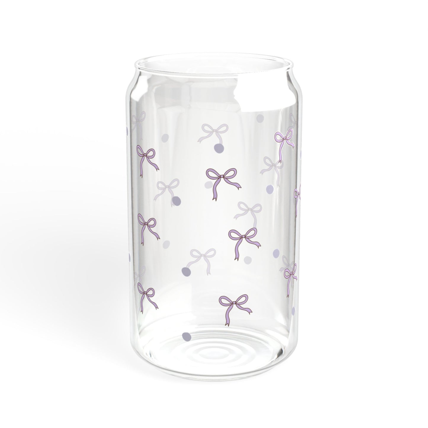 Coquette Glass Tumbler, Reusable Can Glass, Purple Glass Cup Gift, Bamboo Lid Tumbler, Bow Iced Coffee Glass Cup