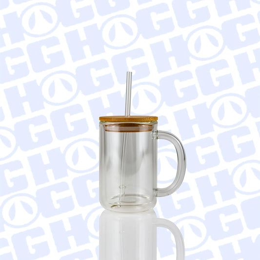 15oz Glass Snowglobe Coffee Cup with handle