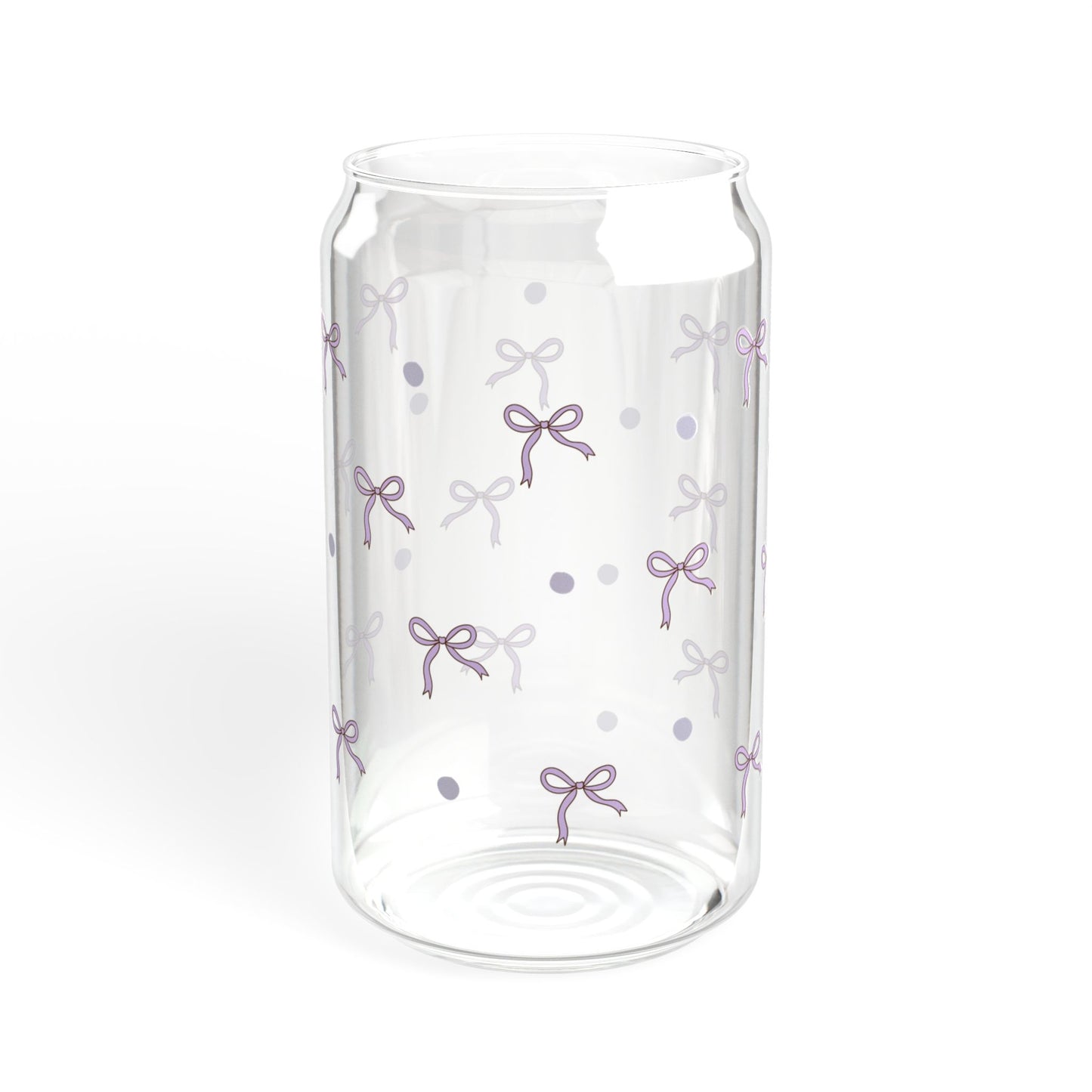 Coquette Glass Tumbler, Reusable Can Glass, Purple Glass Cup Gift, Bamboo Lid Tumbler, Bow Iced Coffee Glass Cup