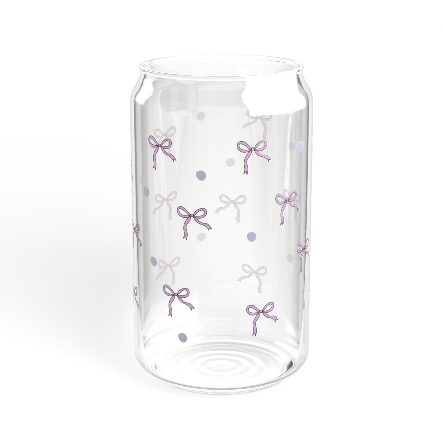Coquette Glass Tumbler, Reusable Can Glass, Purple Glass Cup Gift, Bamboo Lid Tumbler, Bow Iced Coffee Glass Cup