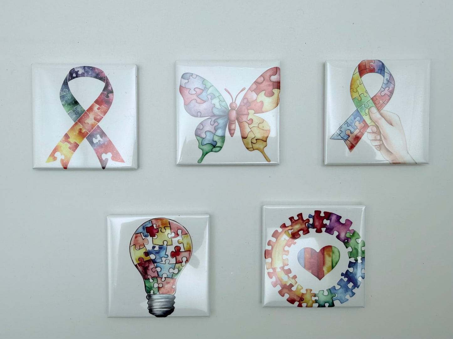 Autism Premade Acrylic Photo Magnets - 2"x2" - Set of 5