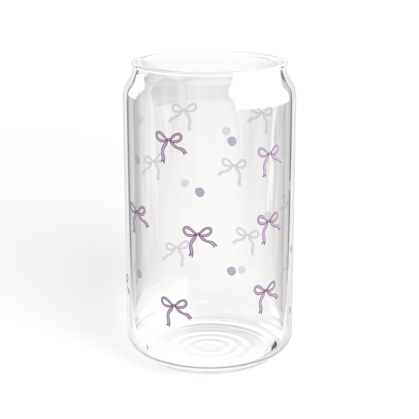 Coquette Glass Tumbler, Reusable Can Glass, Purple Glass Cup Gift, Bamboo Lid Tumbler, Bow Iced Coffee Glass Cup
