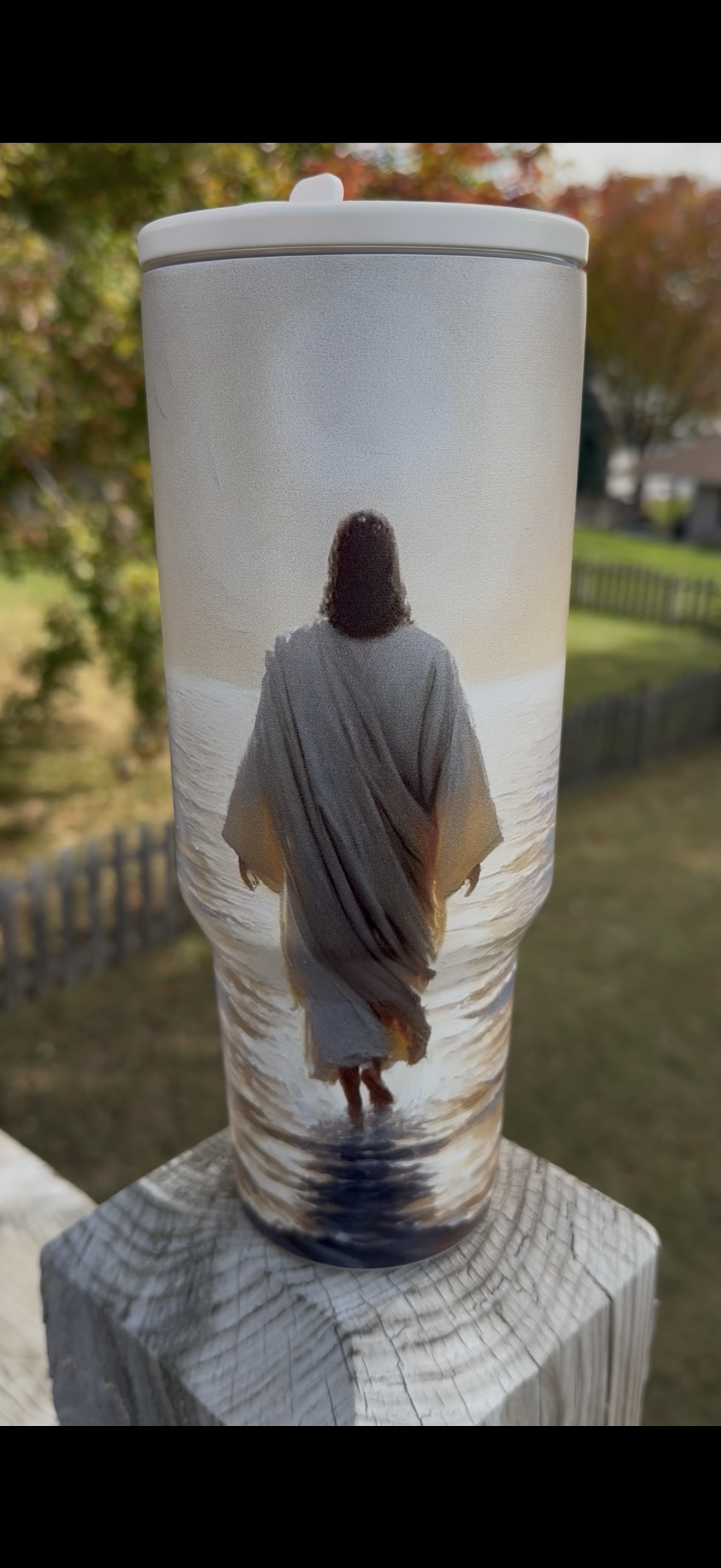 WAFFLE (aka Raffle) - Jesus Walking on Water Stainless Steel 40oz