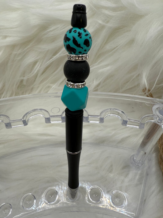 Teal Cow Print Trio Pen