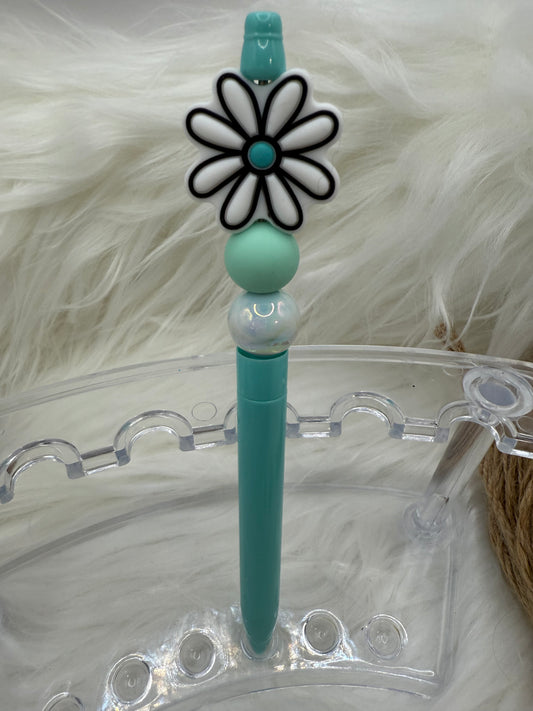 Teal Flower Pen