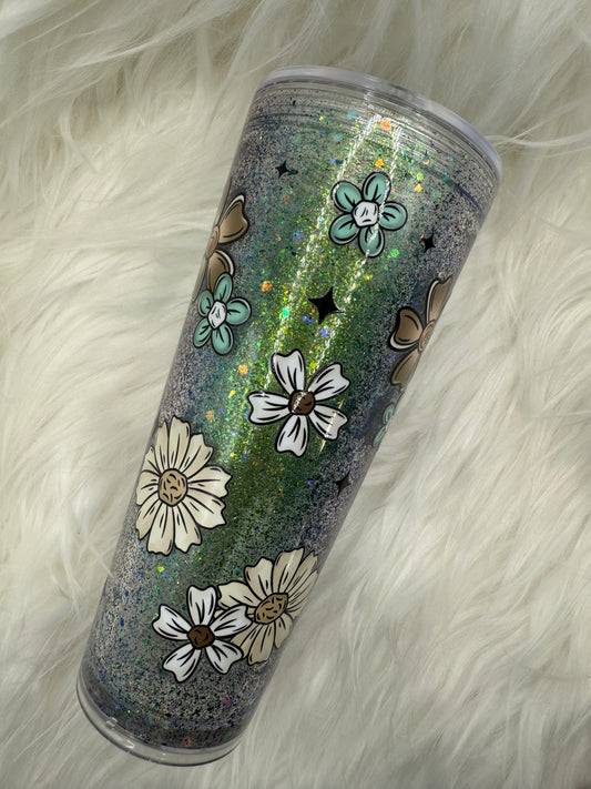 Green shimmer with Flower 24oz