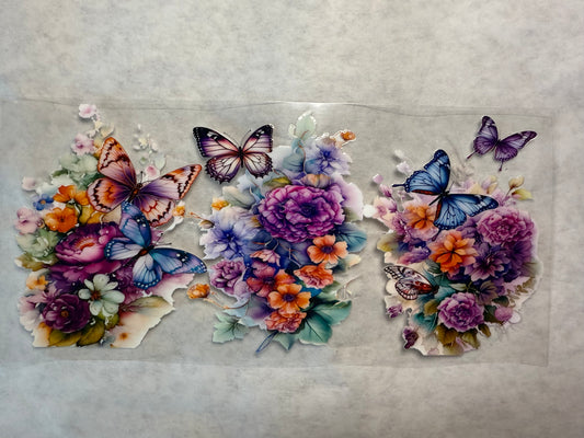 Flowers and Butterflies Wrap for 16oz or 20oz