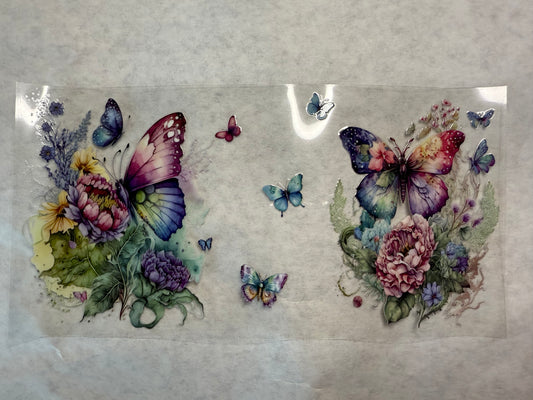 Flowers and Butterflies 2 Wrap for 16oz, 20oz or 24oz