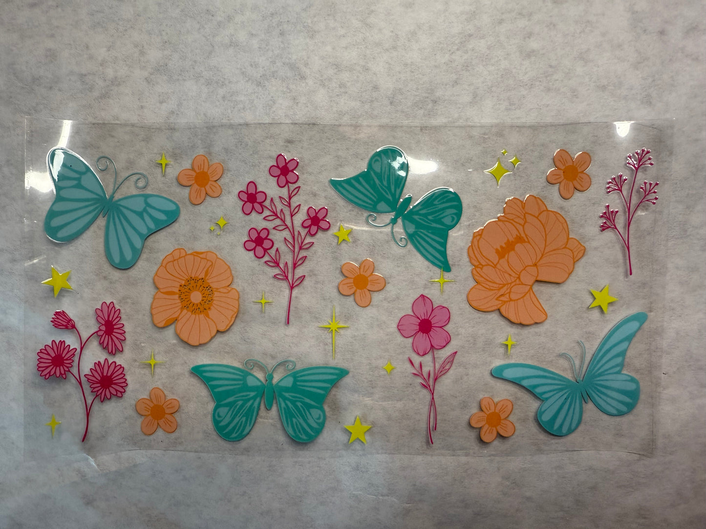 Blue Butterflies and Flowers Wrap for 16oz, 20oz or 24oz