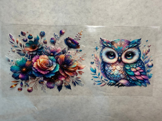 Owl and Flowers Wrap for 16oz, 20oz, 24oz