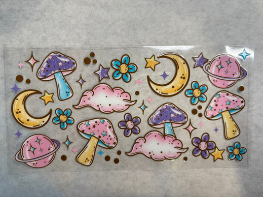 Mushrooms, Moons and Flowers Wrap for 16oz, 20oz, 24oz