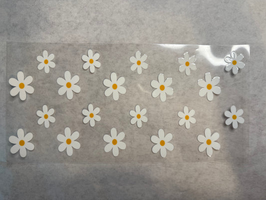 White Flowers Wrap for 16oz, 20oz, 24oz
