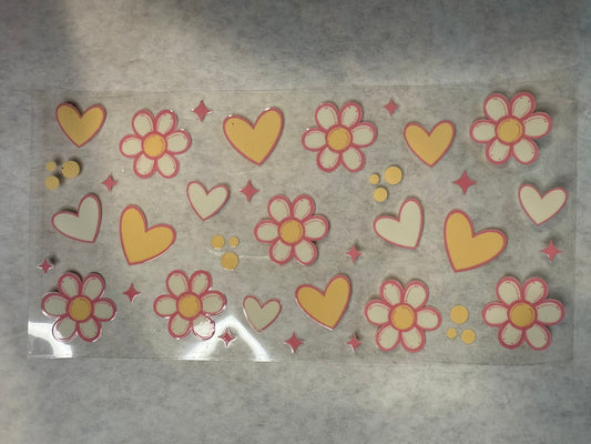 Flowers and Hearts Wrap for 16oz, 20oz, 24oz