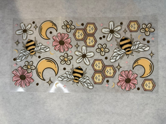 Bees, Moons and Flowers Wrap for 16oz, 20oz, 24oz