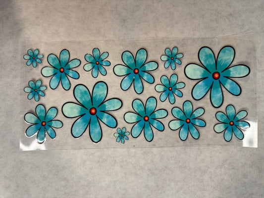 Blue Flowers Wrap for 16oz, 20oz, 24oz