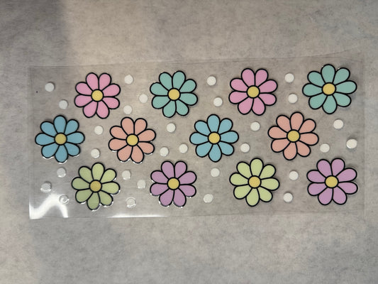 Pink, Blue, Purple, Orange and Green Flowers Wrap for 16oz, 20oz, 24oz