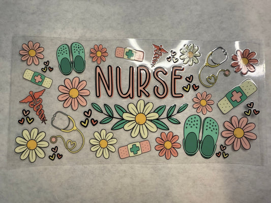 Nurse Flowers Wrap for 16oz, 20oz, 24oz