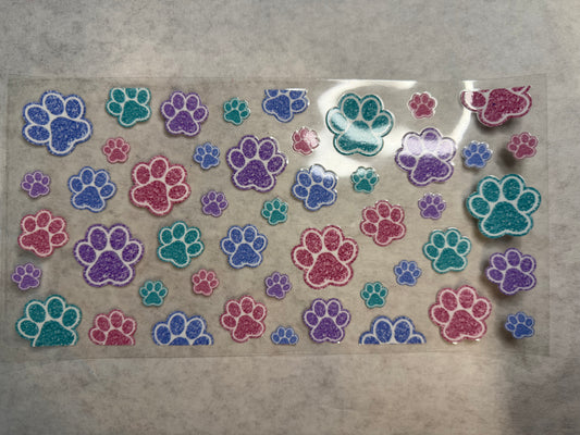 Colorful Paw Prints Wrap for 16oz, 20oz, 24oz