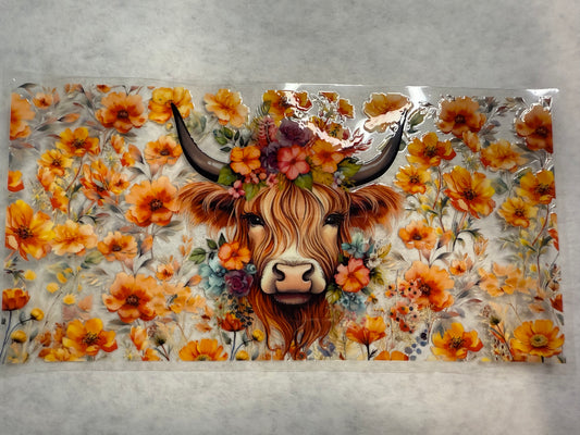 Highland Cow Flower Wrap for 16oz, 20oz
