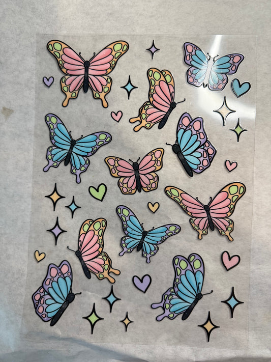 Blue and Pink Butterflies Wrap for 16oz, 20oz, 24oz