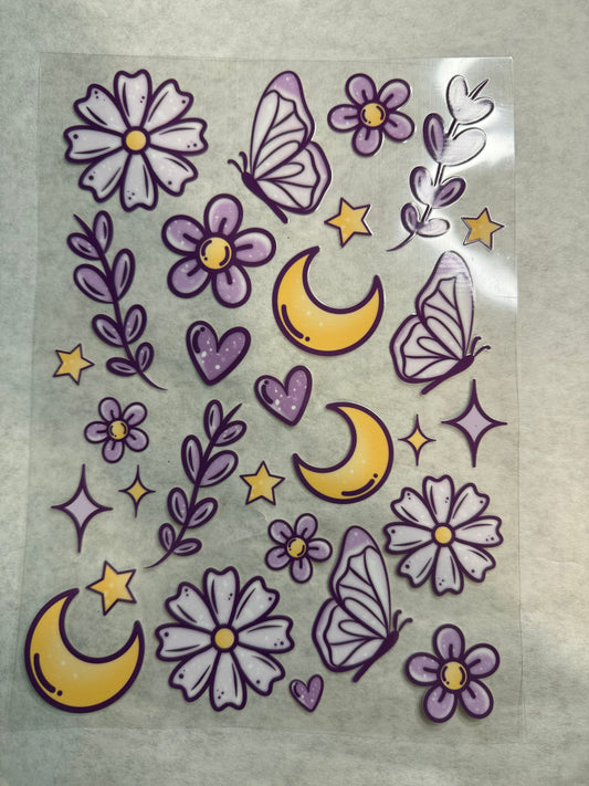Flowers, Moons and Stars Wrap for 16oz, 20oz, 24oz
