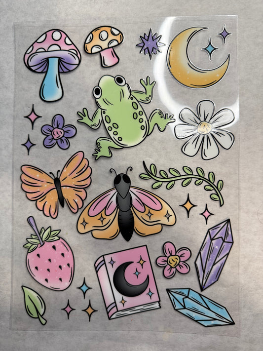 Flowers, Moons, Frog, Crystals Wrap for 16oz, 20oz, 24oz
