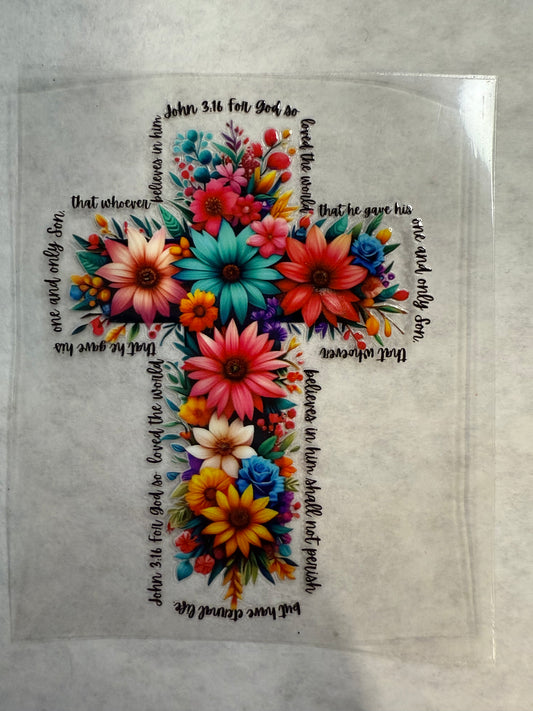 Flower Cross Decal for 16oz, 20oz, 24oz