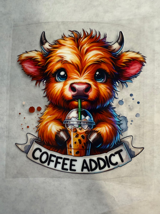 Coffee Addict Cow Decal for 16oz, 20oz, 24oz