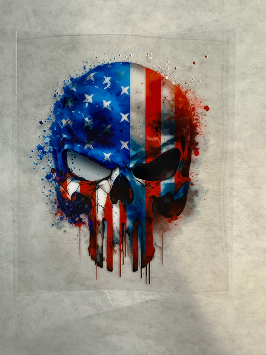 Patriotic Skull Decal for 16oz, 20oz, 24oz