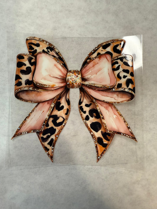 Pink Leopard Bow Decal for 16oz, 20oz, 24oz