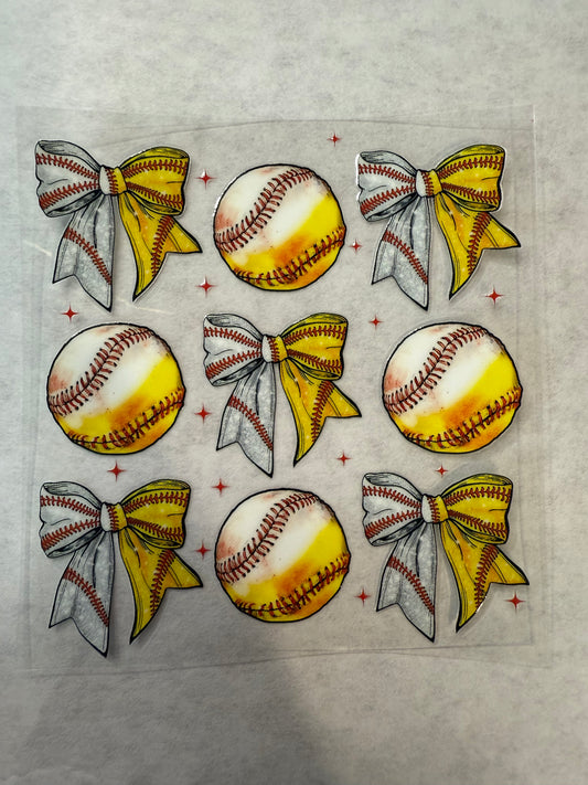 Softball Bows Decal for 16oz, 20oz, 24oz