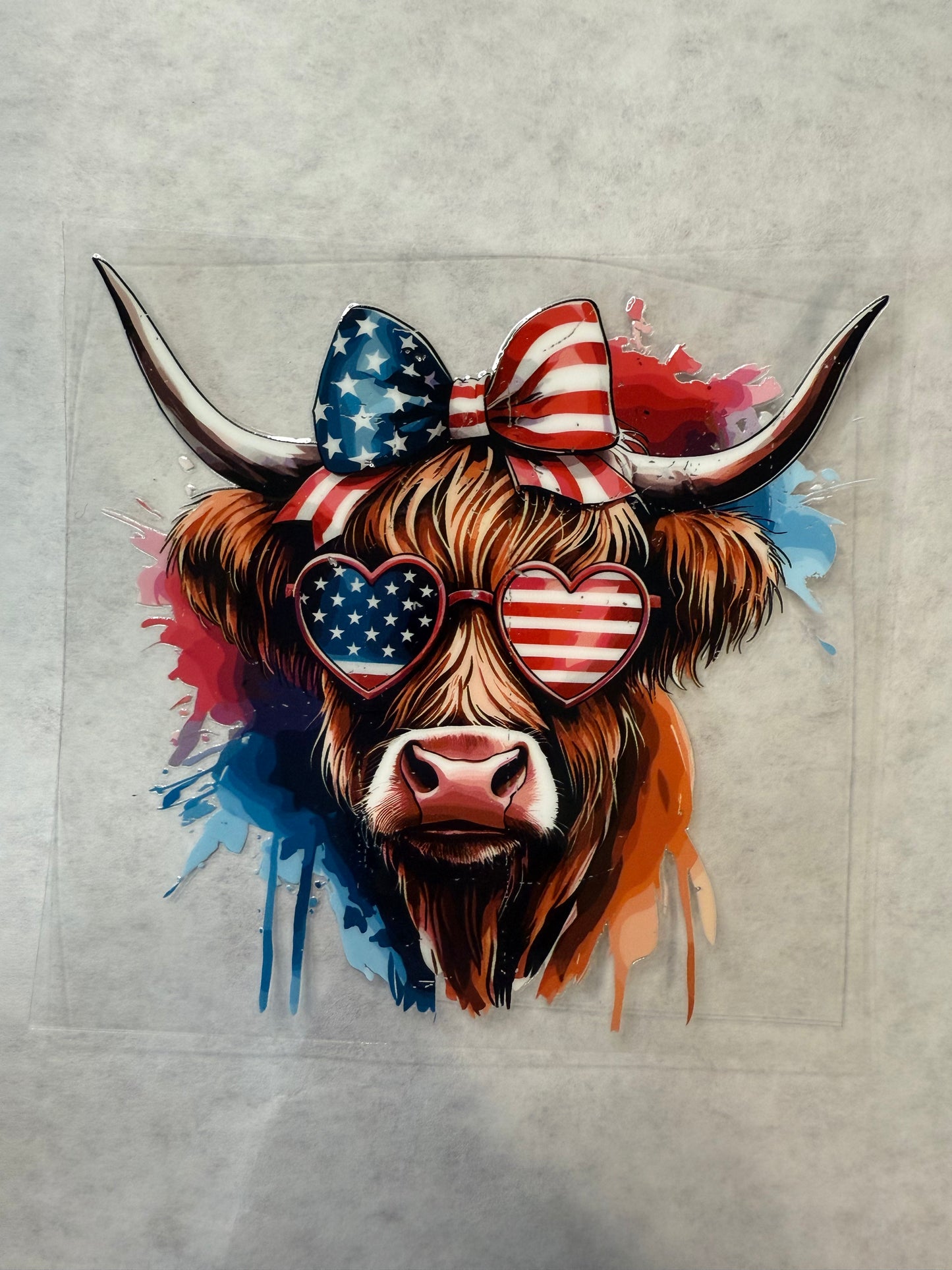 Patriotic Cow Decal for 16oz, 20oz, 24oz