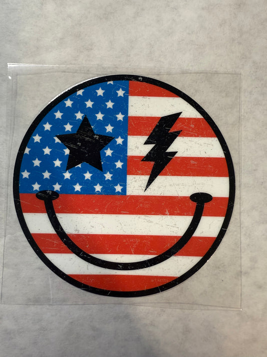 Patriotic Smiley Decal for 16oz, 20oz, 24oz
