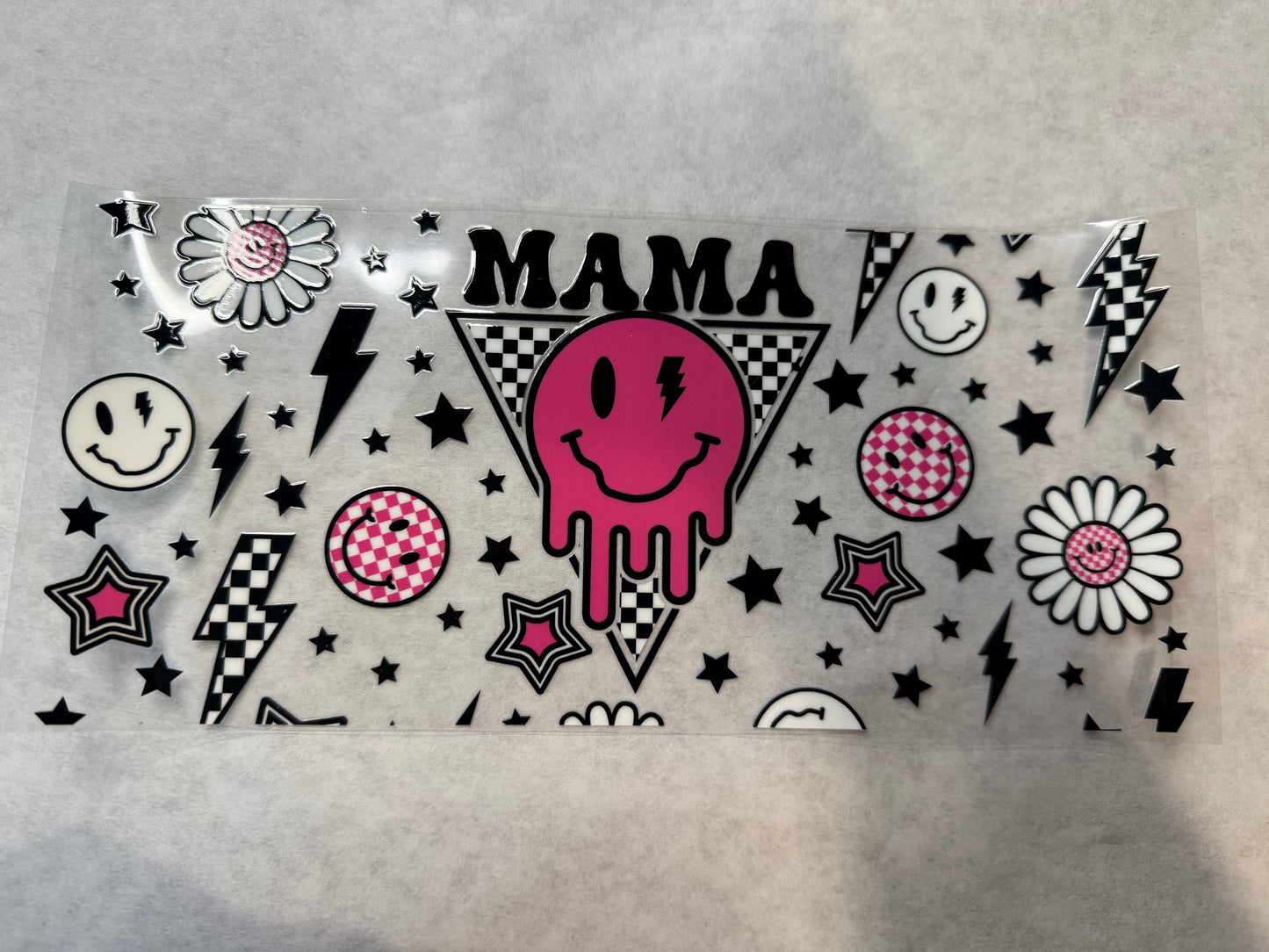 Mama Smiley Faces and Lightning Bolts Wrap for 16oz, 20oz, 24oz