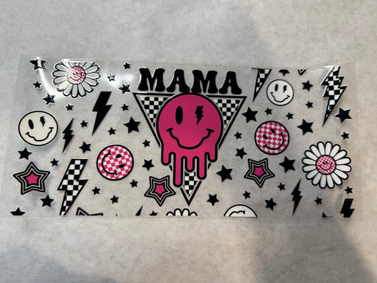 Mama Smiley Faces and Lightning Bolts Wrap for 16oz, 20oz, 24oz