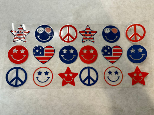 Patriotic Smilie and Peace Signs Wrap for 16oz, 20oz, 24oz