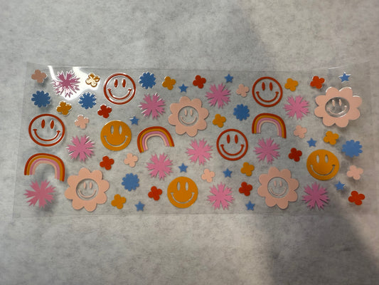 Smilies Rainbows and Flowers Wrap for 16oz, 20oz, 24oz