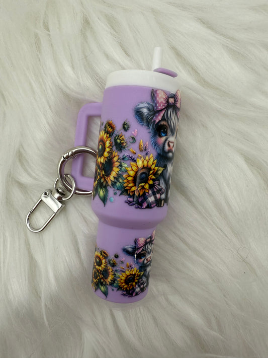 Cows and Sunflowers Chapstick Holder Keychain