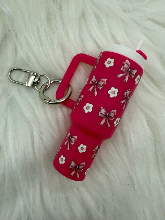 Flowers and Bows Chapstick Holder Keychain